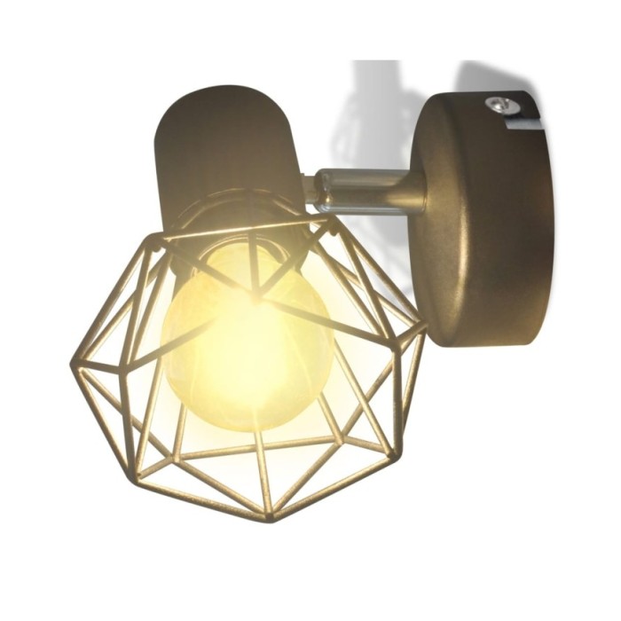 Applique murale 2 pcs Style industriel Noir avec ampoule LED