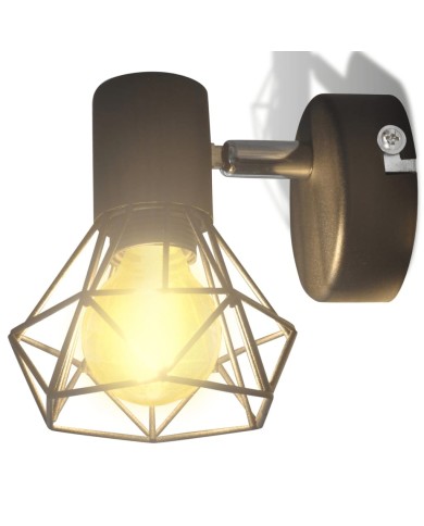 Applique murale 2 pcs Style industriel Noir avec ampoule LED