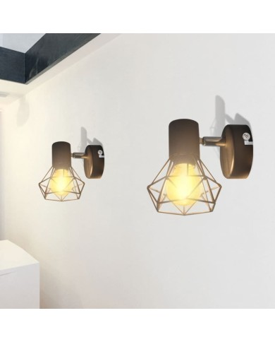 Applique murale 2 pcs Style industriel Noir avec ampoule LED