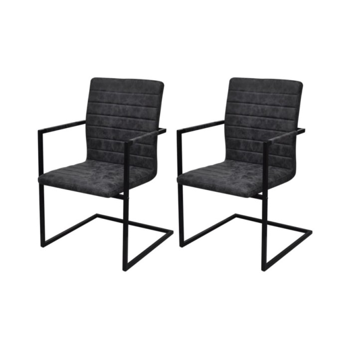Chaises de salle à manger cantilever 2 pcs Noir Similicuir