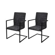Chaises de salle à manger cantilever 2 pcs Noir Similicuir