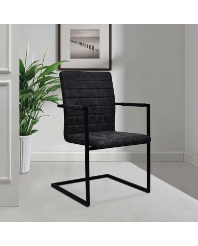 Chaises de salle à manger cantilever 2 pcs Noir Similicuir