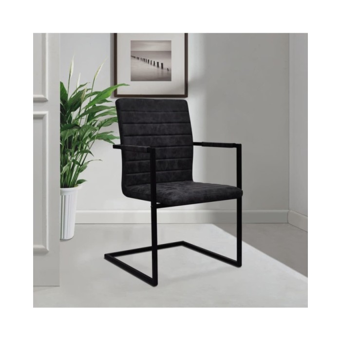 Chaises de salle à manger cantilever 2 pcs Noir Similicuir