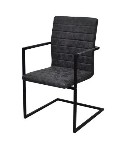 Chaises de salle à manger cantilever 2 pcs Noir Similicuir