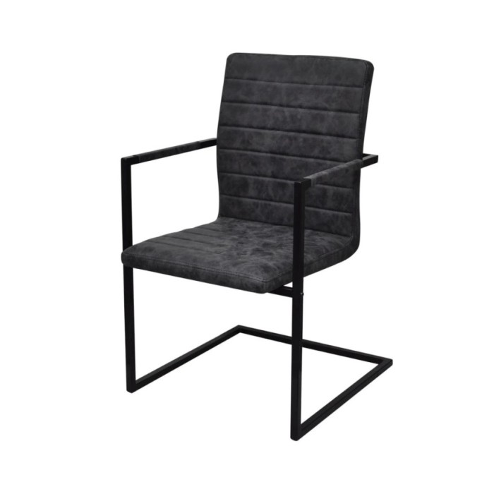 Chaises de salle à manger cantilever 2 pcs Noir Similicuir