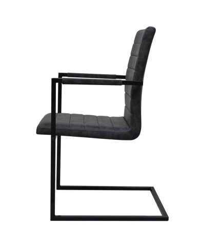 Chaises de salle à manger cantilever 2 pcs Noir Similicuir