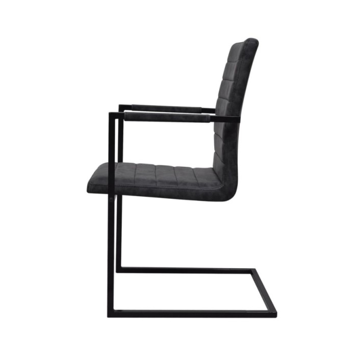 Chaises de salle à manger cantilever 2 pcs Noir Similicuir