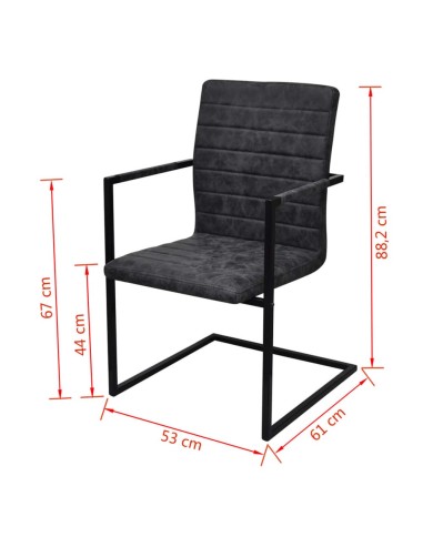 Chaises de salle à manger cantilever 2 pcs Noir Similicuir