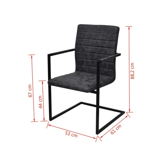 Chaises de salle à manger cantilever 2 pcs Noir Similicuir