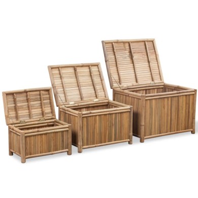 Boîte de rangement 3 pcs Bambou 