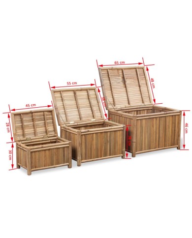 Boîte de rangement 3 pcs Bambou 