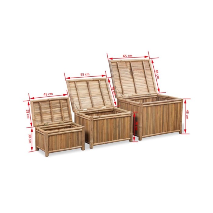 Boîte de rangement 3 pcs Bambou 