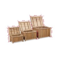 Boîte de rangement 3 pcs Bambou 