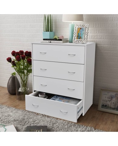 Buffet avec 4 tiroirs 60 x 30,5 x 71 cm Blanc 