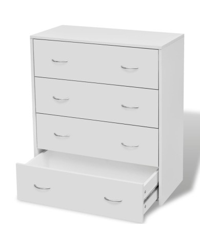Buffet avec 4 tiroirs 60 x 30,5 x 71 cm Blanc 