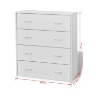 Buffet avec 4 tiroirs 60 x 30,5 x 71 cm Blanc 
