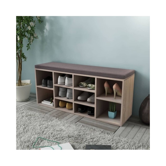 Banc de rangement à chaussures 10 compartiments Couleur chêne