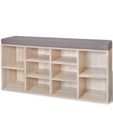 Banc de rangement à chaussures 10 compartiments Couleur chêne