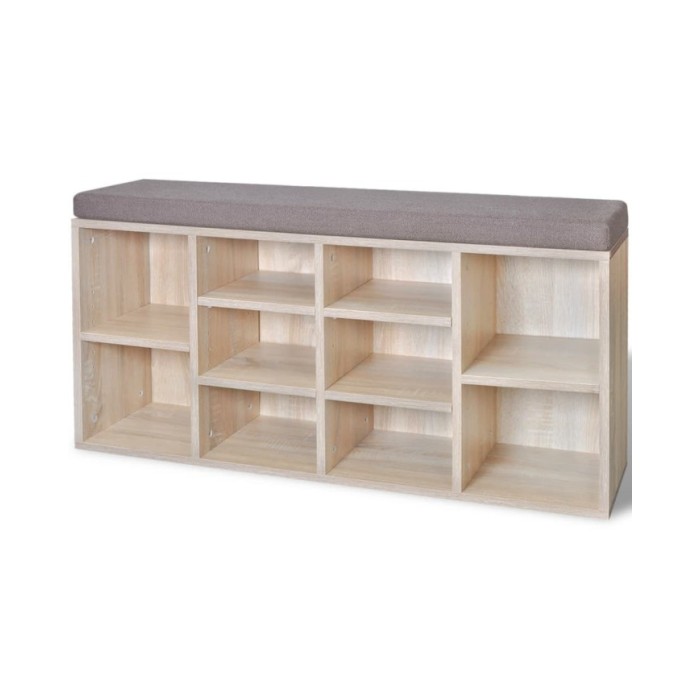 Banc de rangement à chaussures 10 compartiments Couleur chêne