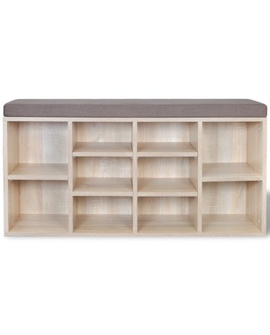 Banc de rangement à chaussures 10 compartiments Couleur chêne