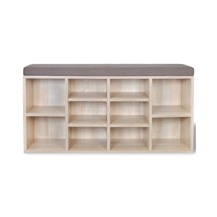 Banc de rangement à chaussures 10 compartiments Couleur chêne