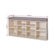 Banc de rangement à chaussures 10 compartiments Couleur chêne