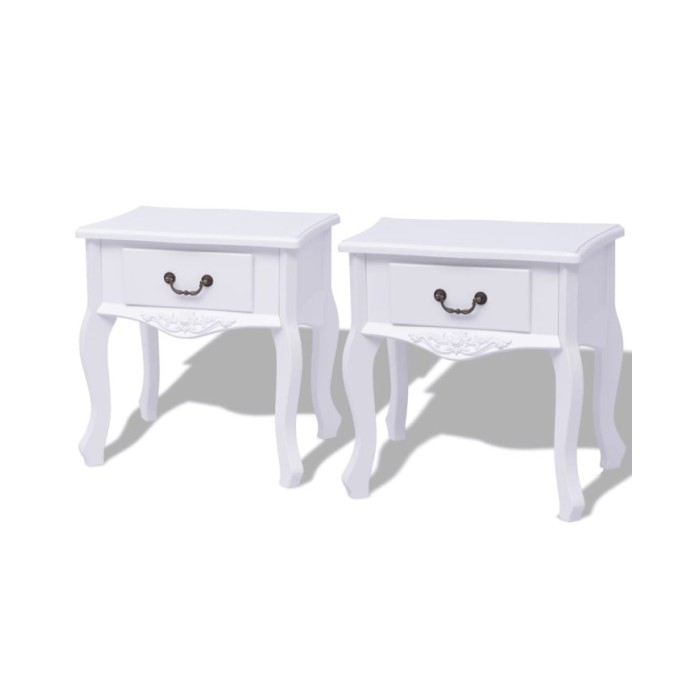 Table de chevet 2 pcs MDF Blanc