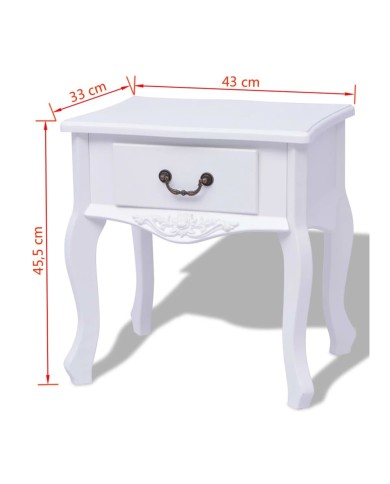 Table de chevet 2 pcs MDF Blanc