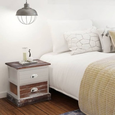 Table de chevet 2 pcs Marron et Blanc 