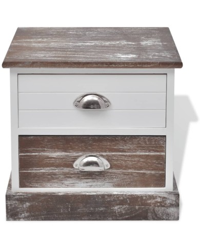 Table de chevet 2 pcs Marron et Blanc 