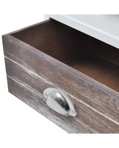 Table de chevet 2 pcs Marron et Blanc 