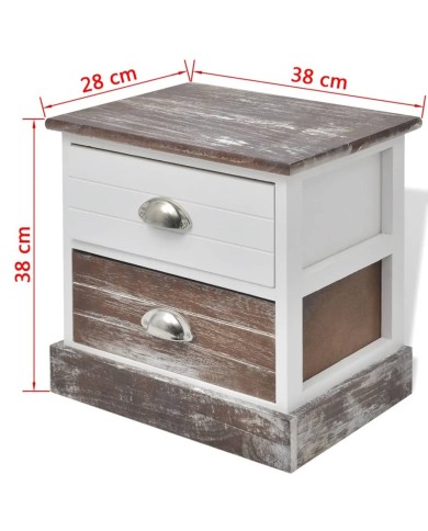 Table de chevet 2 pcs Marron et Blanc 