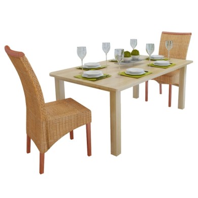 Chaises de salle à manger 2 pcs Marron Rotin naturel