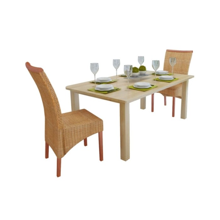 Chaises de salle à manger 2 pcs Marron Rotin naturel