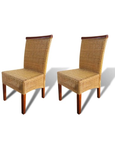 Chaises de salle à manger 2 pcs Marron Rotin naturel