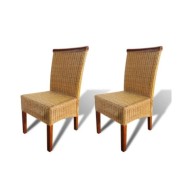 Chaises de salle à manger 2 pcs Marron Rotin naturel