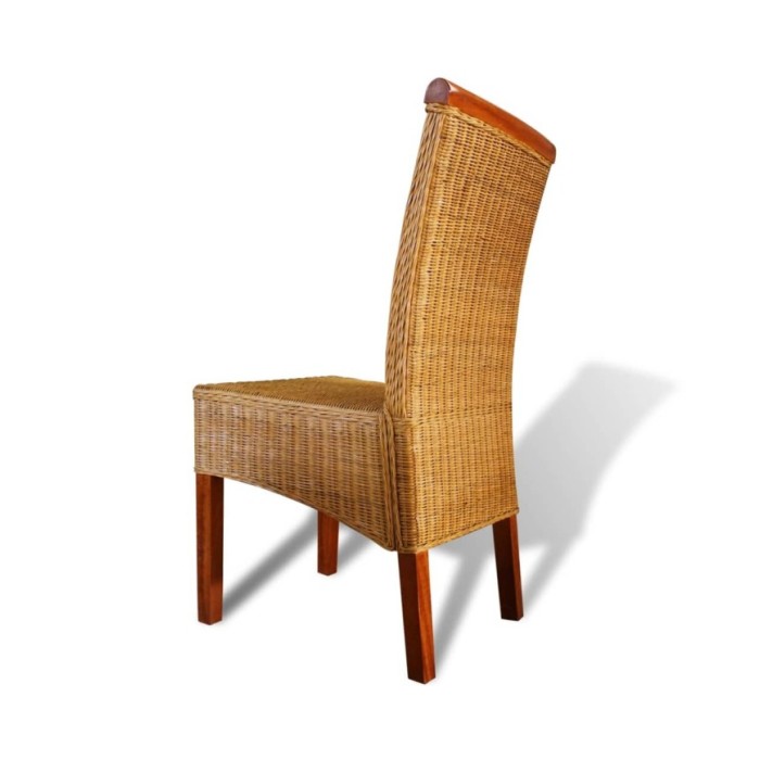 Chaises de salle à manger 2 pcs Marron Rotin naturel