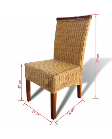 Chaises de salle à manger 2 pcs Marron Rotin naturel