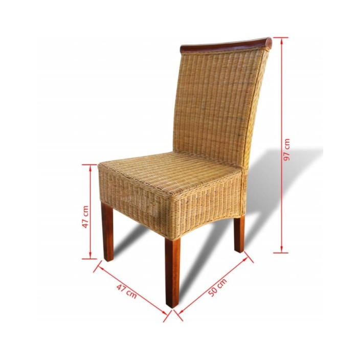 Chaises de salle à manger 2 pcs Marron Rotin naturel