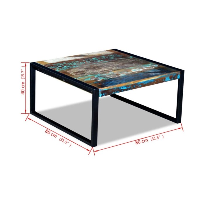 Table basse Bois de récupération massif 80 x 80 x 40 cm