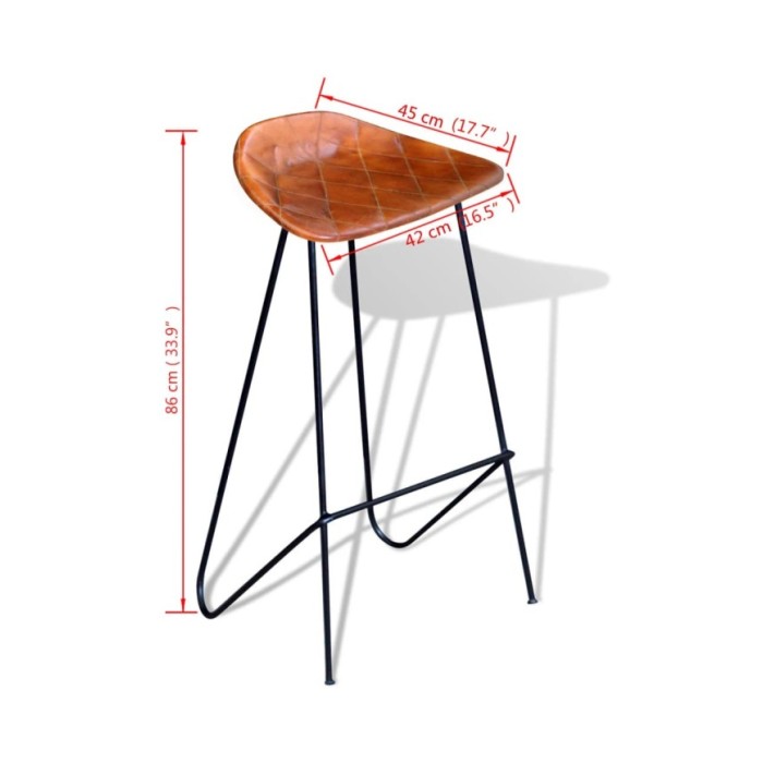 Chaises de bar 2 pcs Noir et marron Cuir véritable 