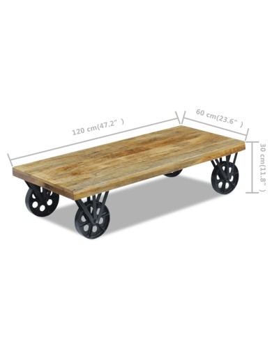 Table basse en bois de manguier 120 x 60 x 30 cm