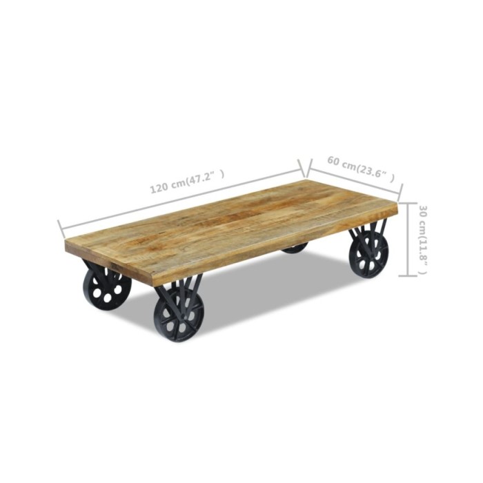 Table basse en bois de manguier 120 x 60 x 30 cm