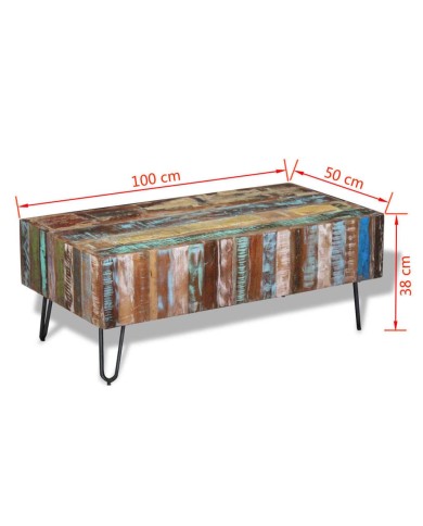 Table basse Bois massif de récupération 100x50x38 cm