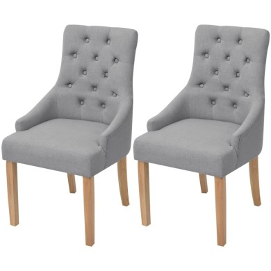 Chaises de salle à manger 2 pcs Gris clair Tissu