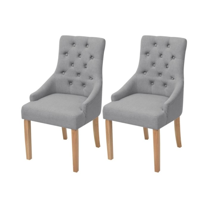 Chaises de salle à manger 2 pcs Gris clair Tissu