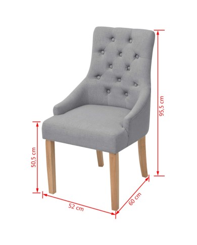 Chaises de salle à manger 2 pcs Gris clair Tissu