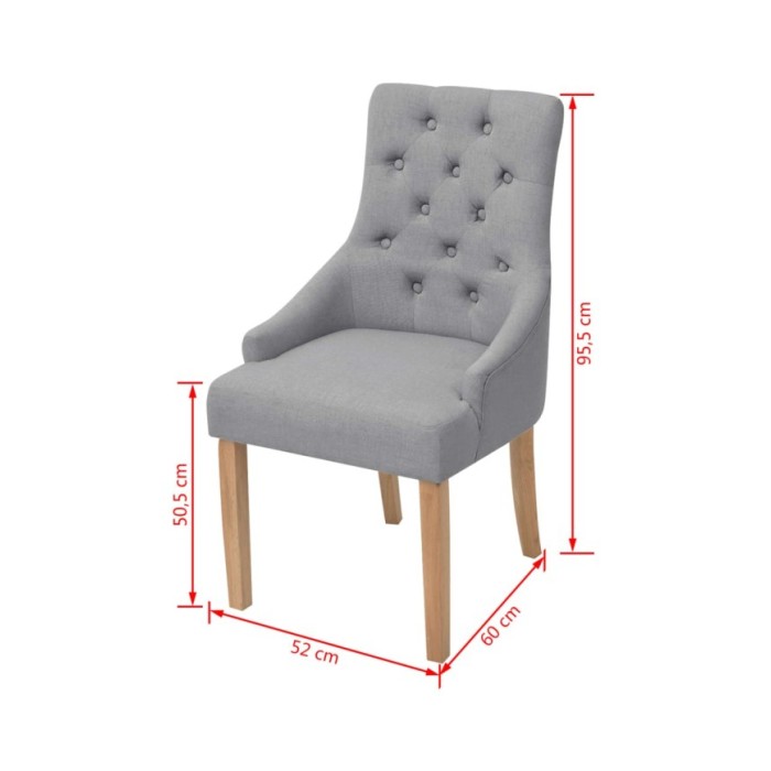 Chaises de salle à manger 2 pcs Gris clair Tissu