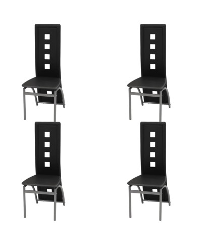 Chaises de salle à manger 4 pcs Noir Similicuir