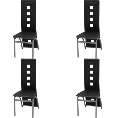 Chaises de salle à manger 4 pcs Noir Similicuir